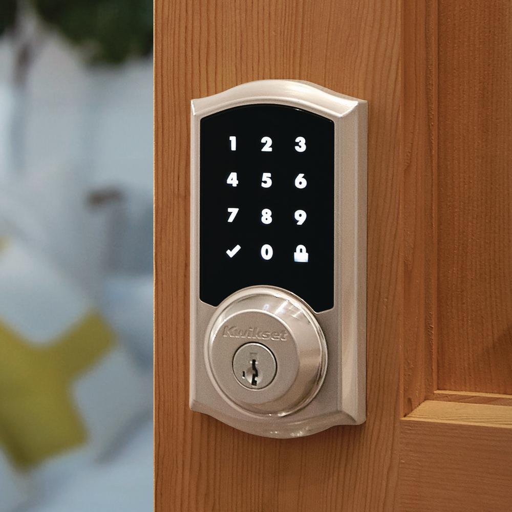 Z-Wave SmartCode Touchscreen Satin Nickel Single Cylinder Electronic Deadbolt featuring Juno Hall/Closet Knob - Super Arbor