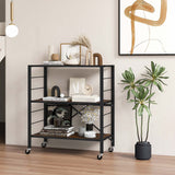 Costway Black Metal Base with Mdf Metal Top Rolling Kitchen Cart (14-in x 30-in x 34-in)