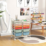 Costway White Metal Base with Plastic Top Rolling Kitchen Cart (15-in x 25-in x 29.5-in)