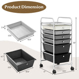 Costway White Metal Base with Plastic Metal Top Rolling Kitchen Cart (17-in x 13.5-in x 30-in)