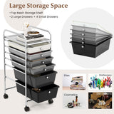 Costway White Metal Base with Plastic Metal Top Rolling Kitchen Cart (17-in x 13.5-in x 30-in)