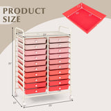 Costway White Metal Base with Plastic Metal Top Rolling Kitchen Cart (15-in x 25-in x 35-in)