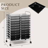 Costway Chrome Metal Base with Plastic Top Rolling Kitchen Cart (15-in x 25-in x 35-in)