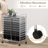Costway Chrome Metal Base with Plastic Top Rolling Kitchen Cart (15-in x 25-in x 35-in)