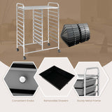 Costway Chrome Metal Base with Plastic Top Rolling Kitchen Cart (15-in x 25-in x 35-in)