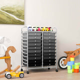 Costway Chrome Metal Base with Plastic Top Rolling Kitchen Cart (15-in x 25-in x 35-in)