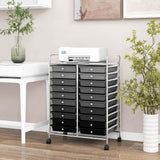 Costway Chrome Metal Base with Plastic Top Rolling Kitchen Cart (15-in x 25-in x 35-in)