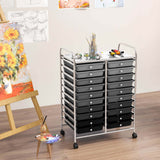 Costway Chrome Metal Base with Plastic Top Rolling Kitchen Cart (15-in x 25-in x 35-in)