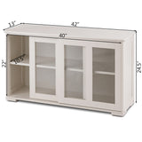 Costway 13-in W x 24.5-in H Mdf Cream White Freestanding Utility Storage Cabinet