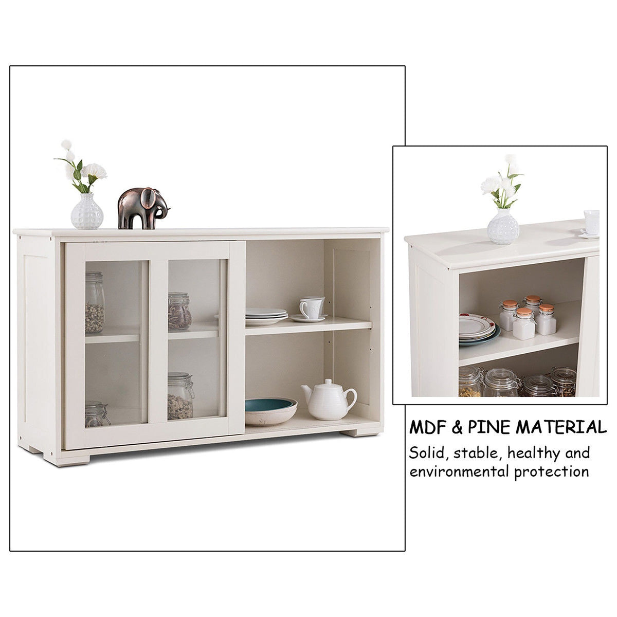 Costway 13-in W x 24.5-in H Mdf Cream White Freestanding Utility Storage Cabinet