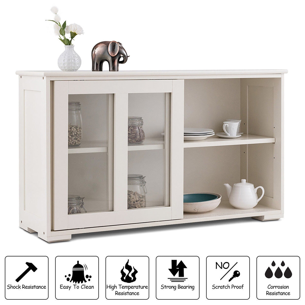 Costway 13-in W x 24.5-in H Mdf Cream White Freestanding Utility Storage Cabinet