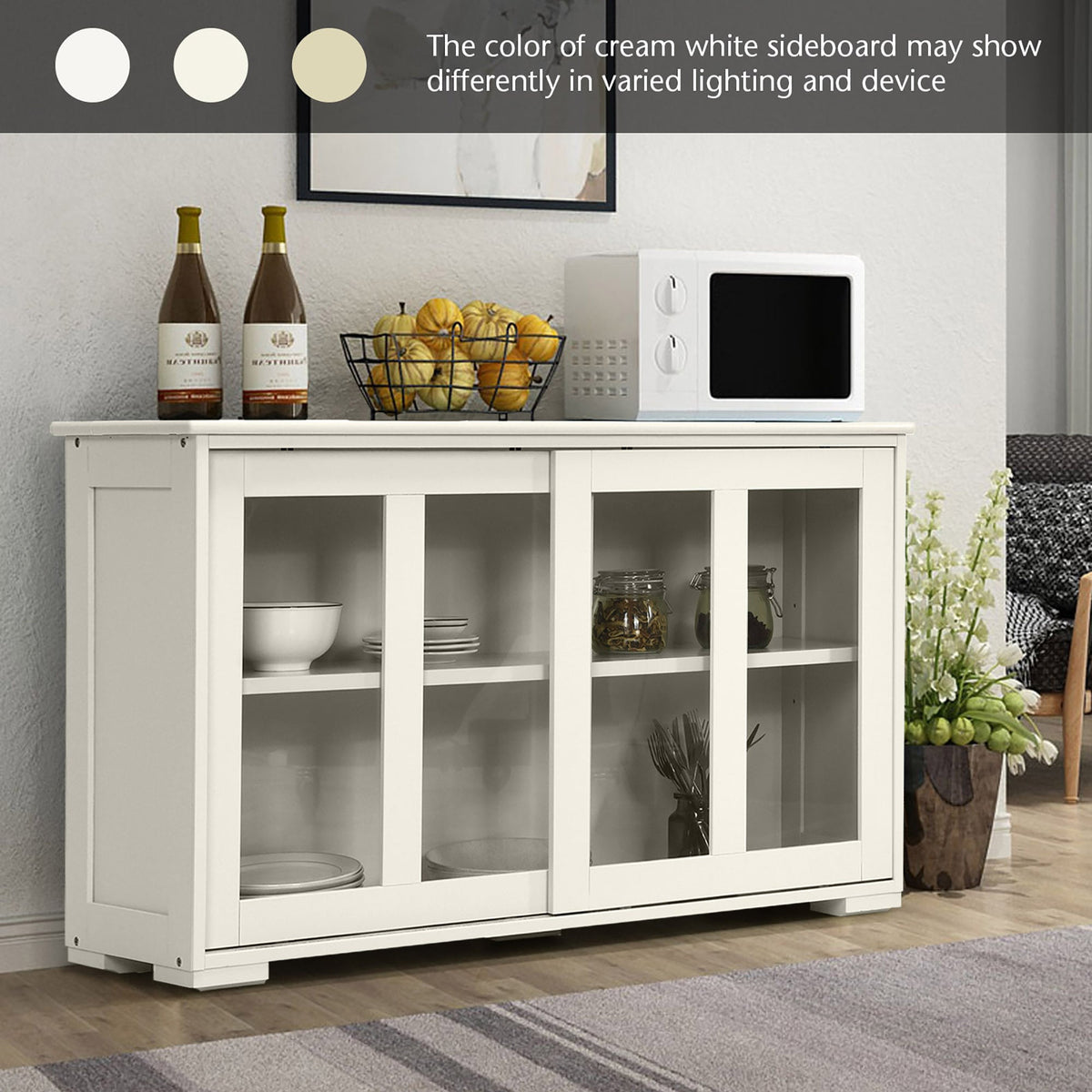 Costway 13-in W x 24.5-in H Mdf Cream White Freestanding Utility Storage Cabinet