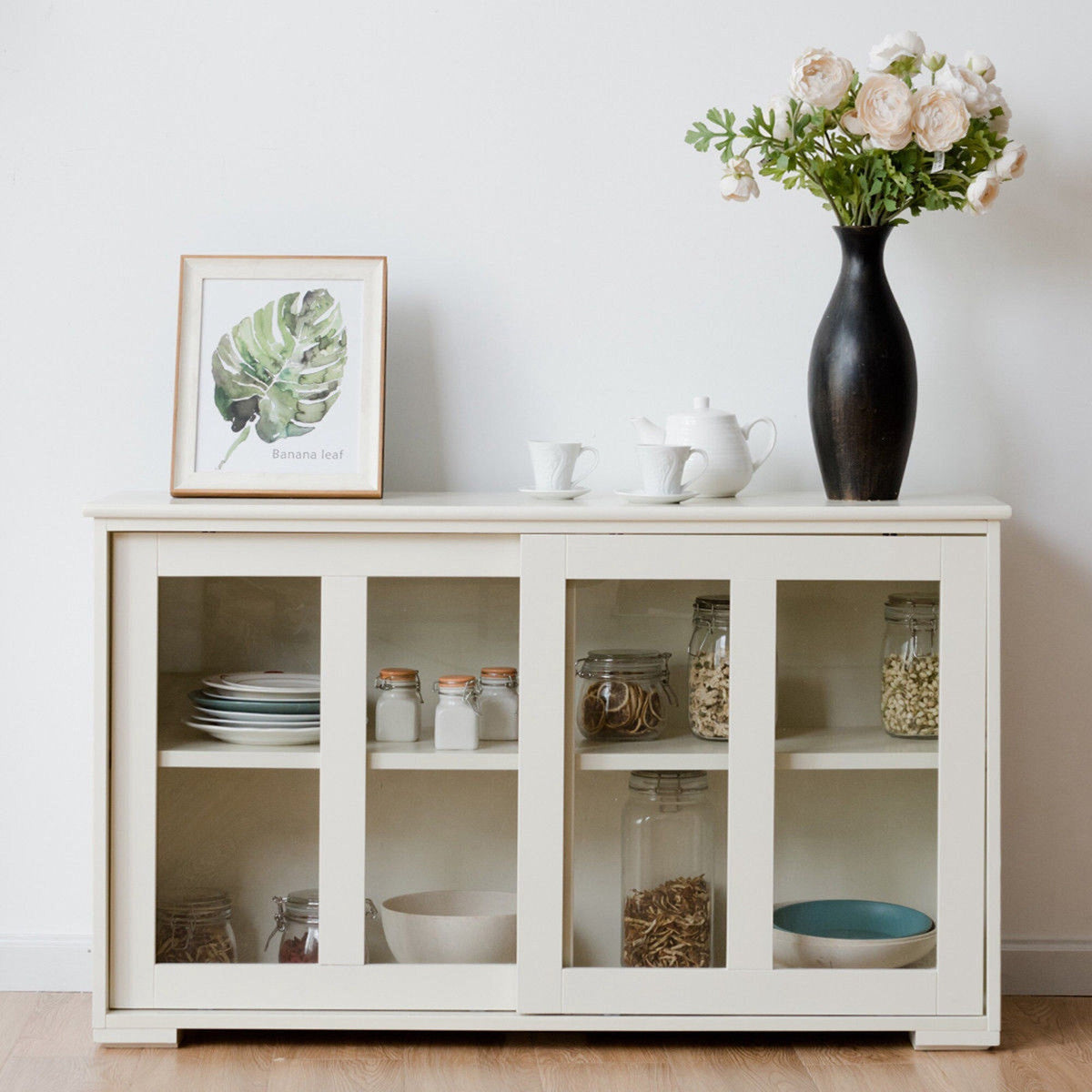 Costway 13-in W x 24.5-in H Mdf Cream White Freestanding Utility Storage Cabinet