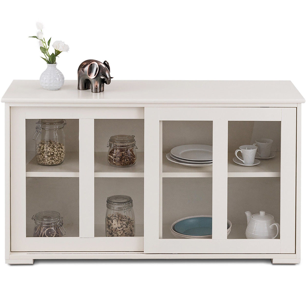 Costway 13-in W x 24.5-in H Mdf Cream White Freestanding Utility Storage Cabinet
