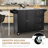 Costway Stainless Steel Mdf Base with Stainless Steel Metal Top Rolling Kitchen Island (18-in x 53-in x 36-in)