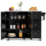 Costway Stainless Steel Mdf Base with Stainless Steel Metal Top Rolling Kitchen Island (18-in x 53-in x 36-in)