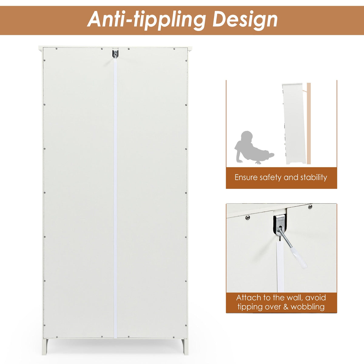 Costway 13-in W x 49-in H Mdf Cream White Freestanding Utility Storage Cabinet