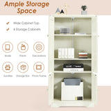 Costway 13-in W x 49-in H Mdf Cream White Freestanding Utility Storage Cabinet
