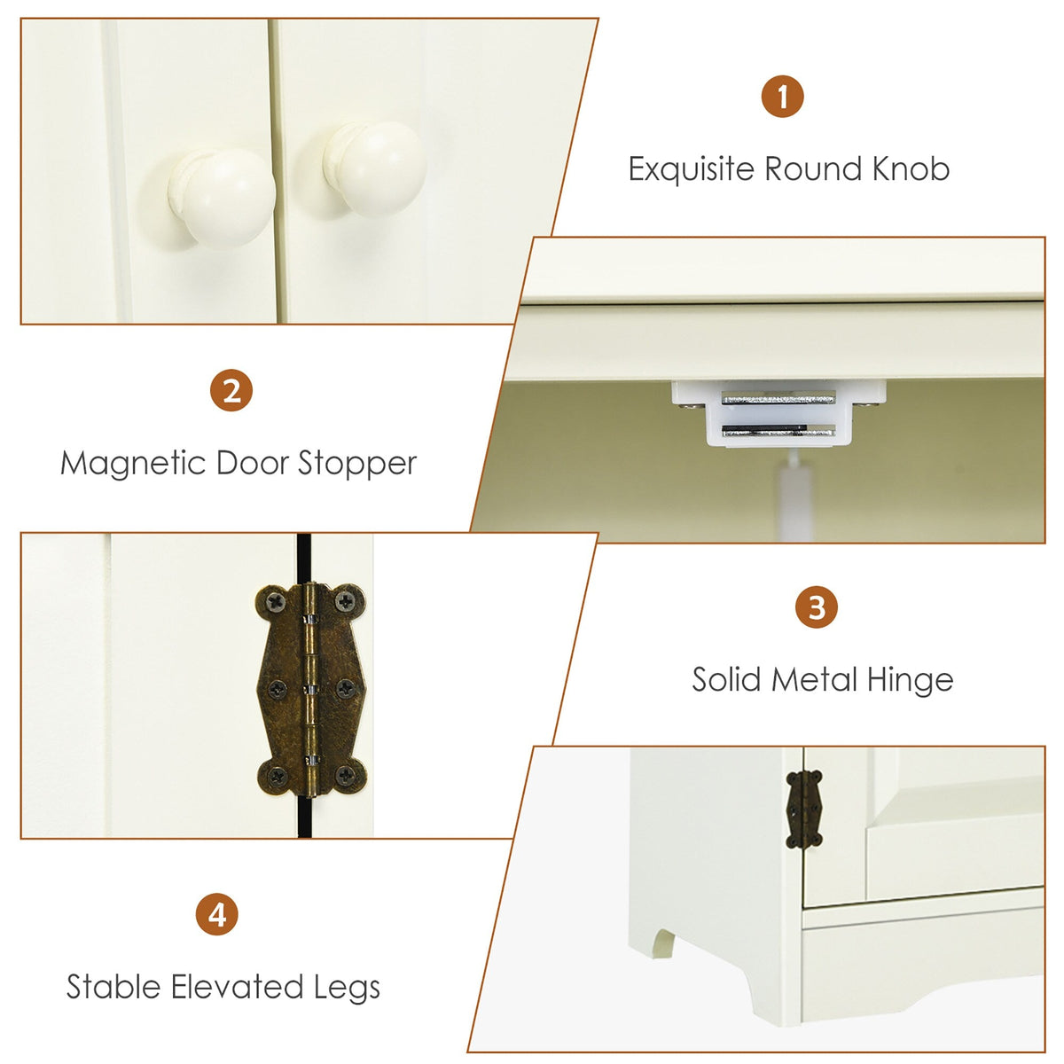 Costway 13-in W x 49-in H Mdf Cream White Freestanding Utility Storage Cabinet