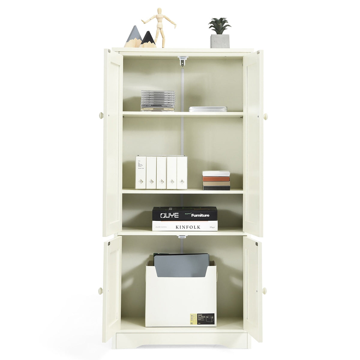 Costway 13-in W x 49-in H Mdf Cream White Freestanding Utility Storage Cabinet
