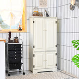Costway 13-in W x 49-in H Mdf Cream White Freestanding Utility Storage Cabinet