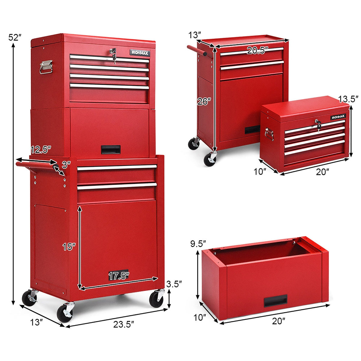 Costway 13-in W x 52-in H Steel Red Freestanding Utility Storage Cabinet