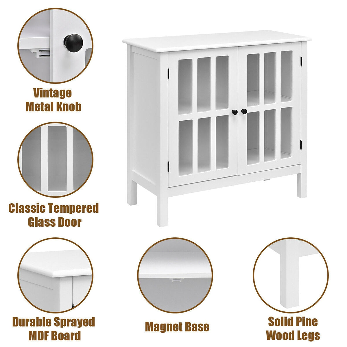 Costway 14-in W x 31-in H Wood White Freestanding Utility Storage Cabinet