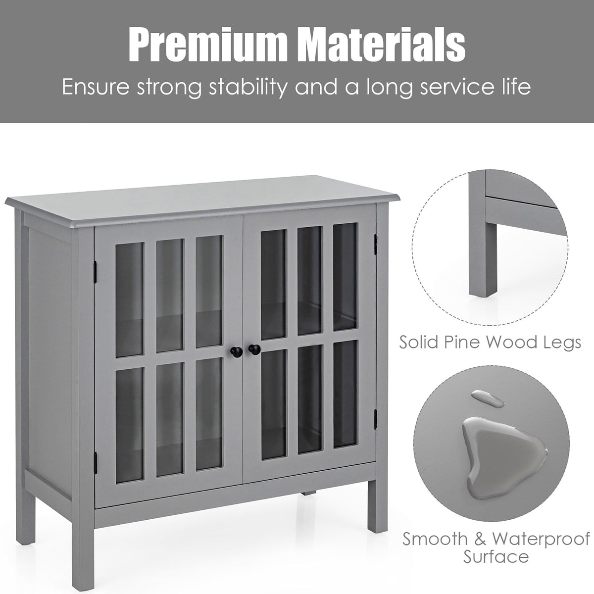 Costway 14-in W x 31-in H Mdf Gray Freestanding Utility Storage Cabinet