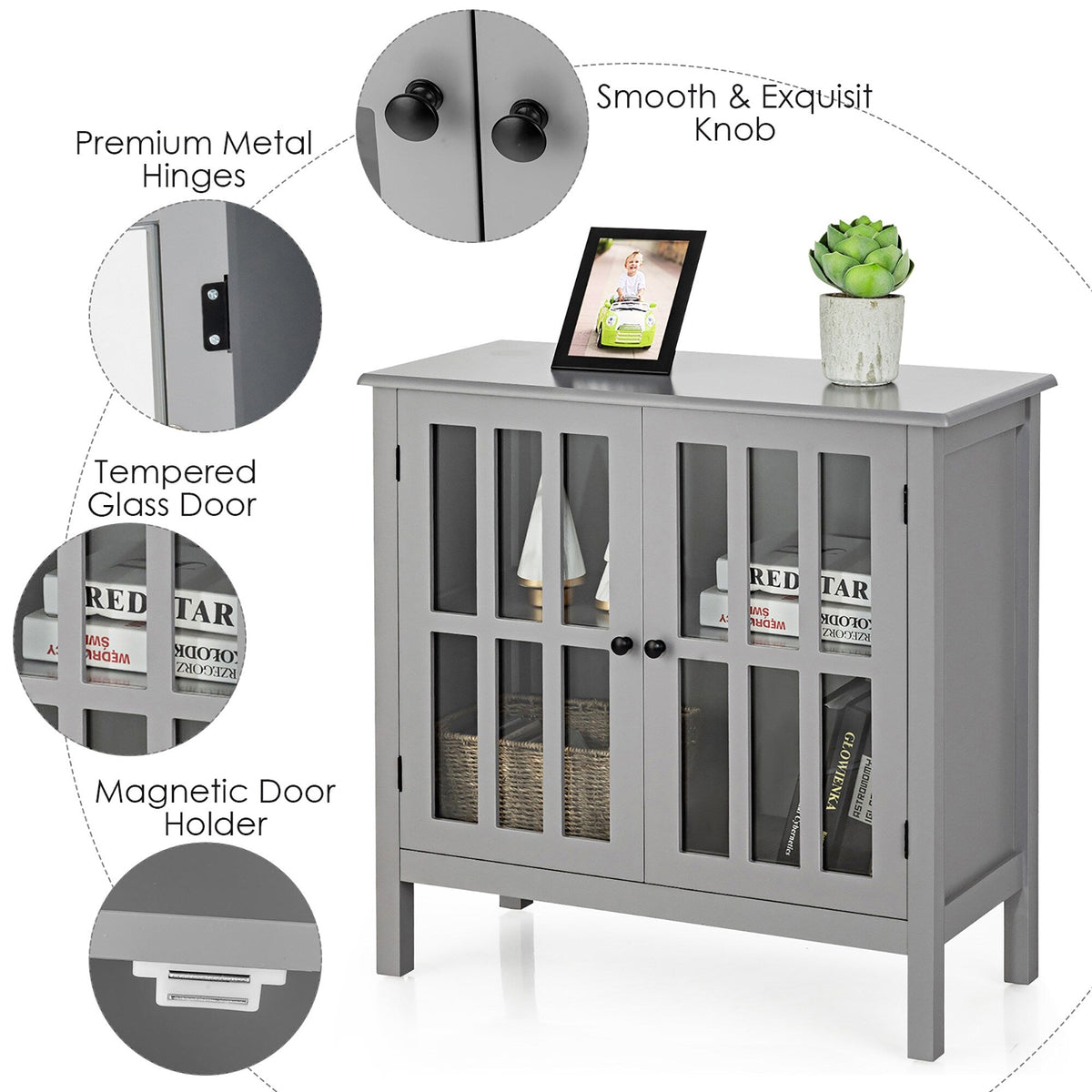 Costway 14-in W x 31-in H Mdf Gray Freestanding Utility Storage Cabinet