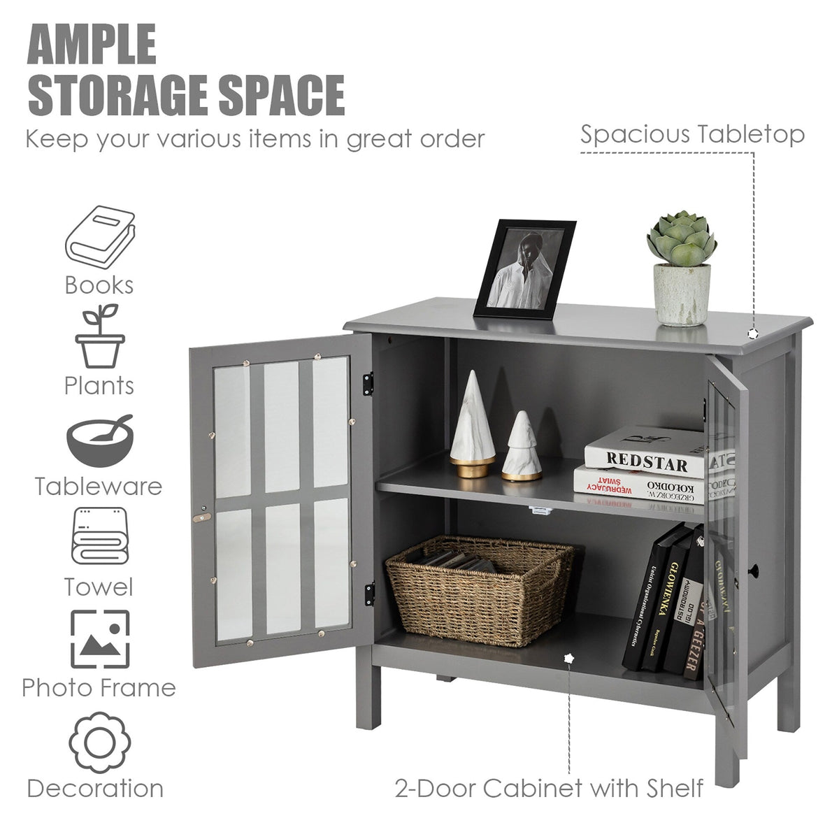 Costway 14-in W x 31-in H Mdf Gray Freestanding Utility Storage Cabinet