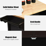 Costway Black Wood Base with Wood Top Rolling Kitchen Cart (19-in x 43-in x 35.5-in)