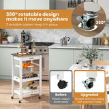 Costway White Metal Base with Mdf Wood Top Rolling Kitchen Cart (15.5-in x 18.5-in x 33.5-in)