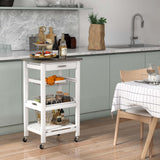 Costway White Metal Base with Mdf Wood Top Rolling Kitchen Cart (15.5-in x 18.5-in x 33.5-in)