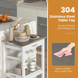 Costway White Metal Base with Mdf Wood Top Rolling Kitchen Cart (15.5-in x 18.5-in x 33.5-in)