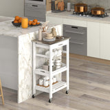 Costway White Metal Base with Mdf Wood Top Rolling Kitchen Cart (15.5-in x 18.5-in x 33.5-in)