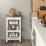 Costway White Metal Base with Mdf Wood Top Rolling Kitchen Cart (15.5-in x 18.5-in x 33.5-in)