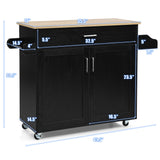 Costway Black Wood Base with Mdf Wood Top Rolling Kitchen Island (16-in x 45.5-in x 33.5-in)
