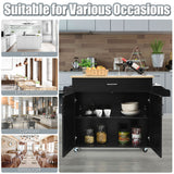 Costway Black Wood Base with Mdf Wood Top Rolling Kitchen Island (16-in x 45.5-in x 33.5-in)
