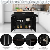 Costway Black Wood Base with Mdf Wood Top Rolling Kitchen Island (16-in x 45.5-in x 33.5-in)