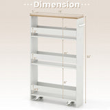 Costway White Metal Base with Wood Metal Top Rolling Kitchen Cart (7-in x 19-in x 32-in)