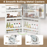 Costway White Metal Base with Wood Metal Top Rolling Kitchen Cart (7-in x 19-in x 32-in)