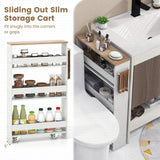Costway White Metal Base with Wood Metal Top Rolling Kitchen Cart (7-in x 19-in x 32-in)
