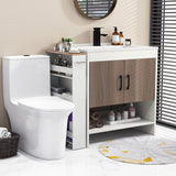 Costway White Metal Base with Wood Metal Top Rolling Kitchen Cart (7-in x 19-in x 32-in)