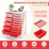 Costway Metal Base with Plastic Metal Top Rolling Kitchen Cart (14.5-in x 25-in x 34.5-in)