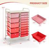 Costway Metal Base with Plastic Metal Top Rolling Kitchen Cart (14.5-in x 25-in x 34.5-in)