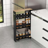 Costway Black Wood Base with Wood Top Rolling Kitchen Cart (7-in x 19-in x 32-in)