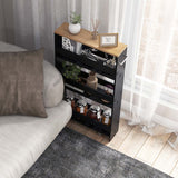 Costway Black Wood Base with Wood Top Rolling Kitchen Cart (7-in x 19-in x 32-in)