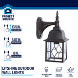 Portfolio Litshire 13.5-in H Oil-Rubbed Bronze Outdoor Wall Lantern, Medium Base (E26)