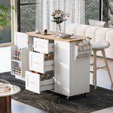 Runesay White Mdf Base with Mdf Wood Top Rolling Kitchen Island (17-in x 50-in x 36.85-in)