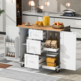 Runesay White Mdf Base with Mdf Wood Top Rolling Kitchen Island (17-in x 50-in x 36.85-in)